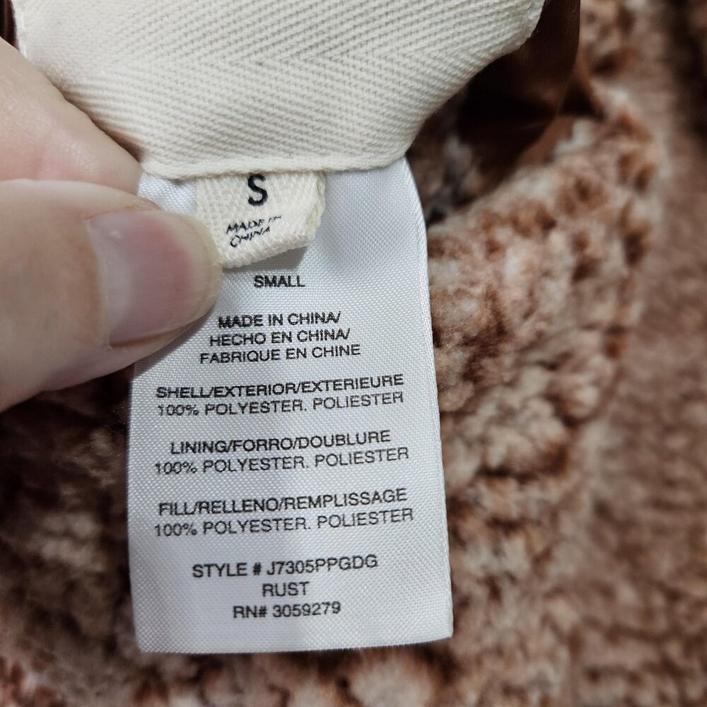 Thread Supply Vest Womens Small Rust Brown Quilt Sherpa Fleece Zip Reversible - Picture 11 of 13